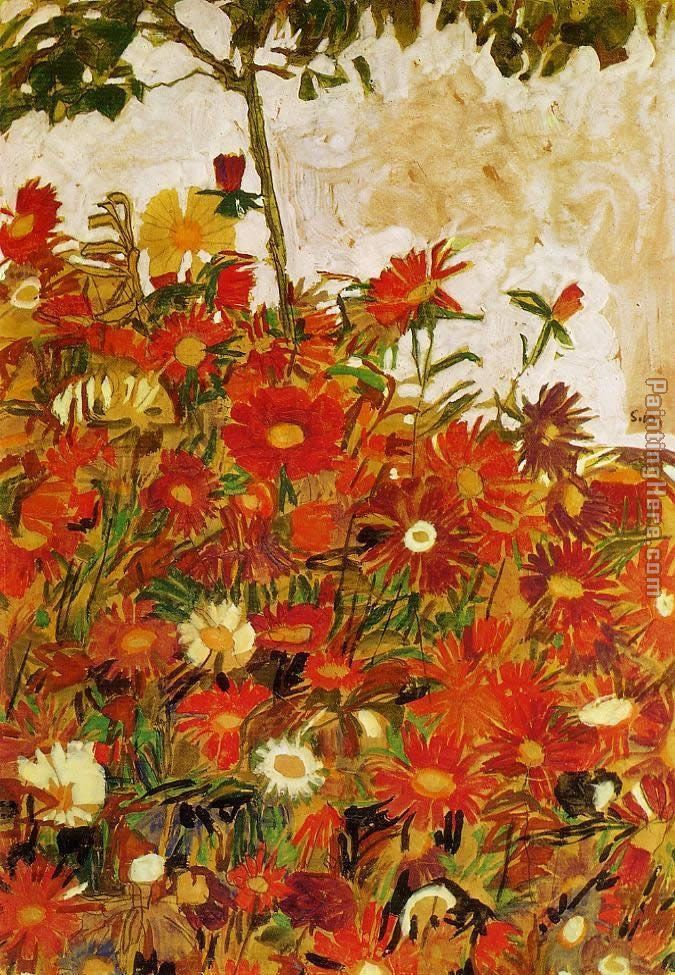Field of Flowers painting - Egon Schiele Field of Flowers art painting